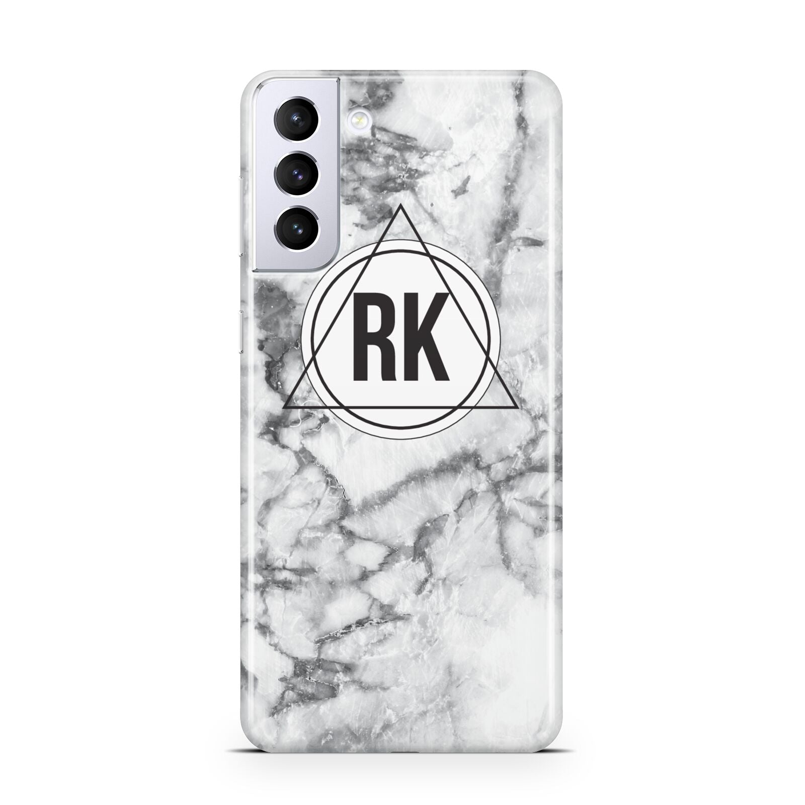 Marble Initials Triangle Personalised Samsung S21 Plus Phone Case