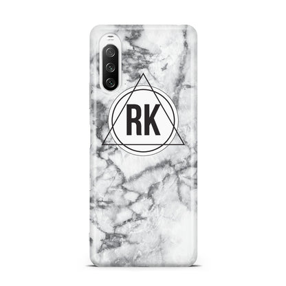 Marble Initials Triangle Personalised Sony Xperia 10 III Case