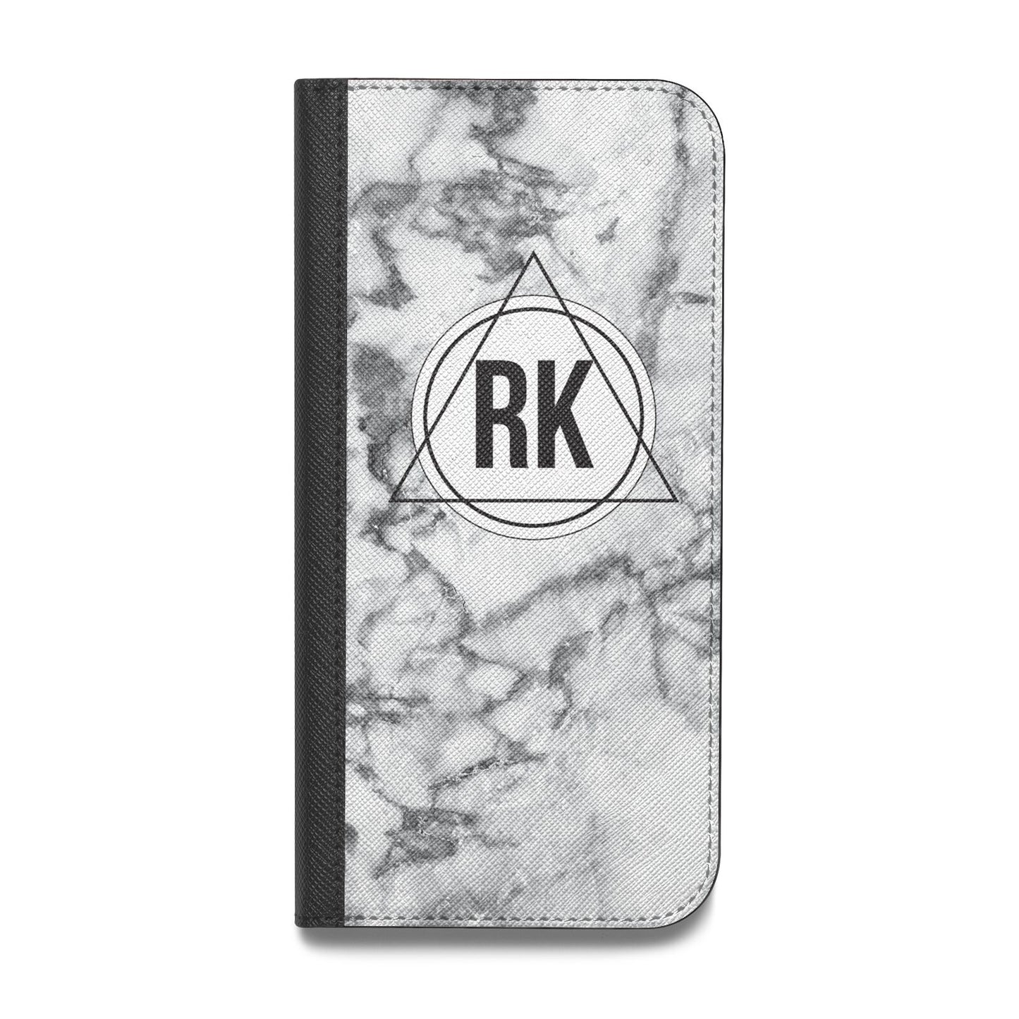 Marble Initials Triangle Personalised Vegan Leather Flip Samsung Case
