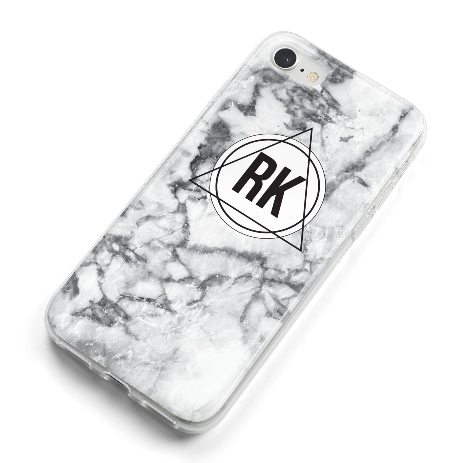 Marble Initials Triangle Personalised iPhone 8 Bumper Case on Silver iPhone Alternative Image