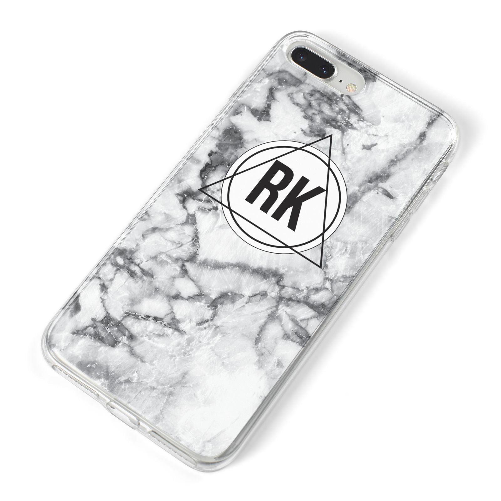 Marble Initials Triangle Personalised iPhone 8 Plus Bumper Case on Silver iPhone Alternative Image