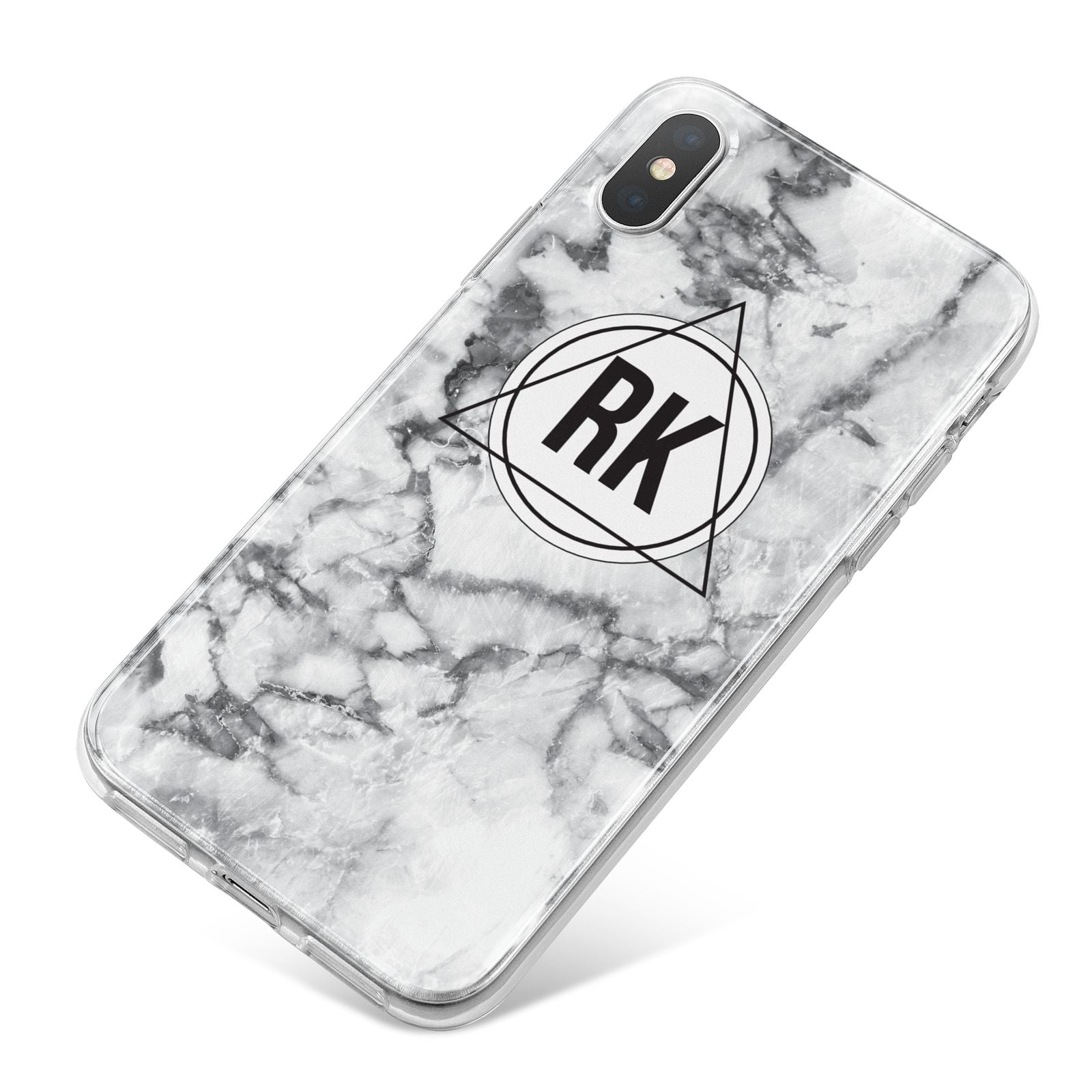 Marble Initials Triangle Personalised iPhone X Bumper Case on Silver iPhone