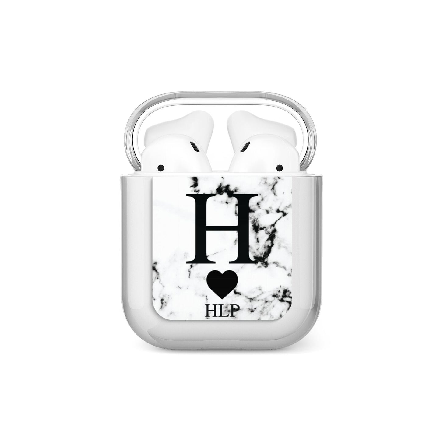 Marble Love Heart Personalised AirPods Case