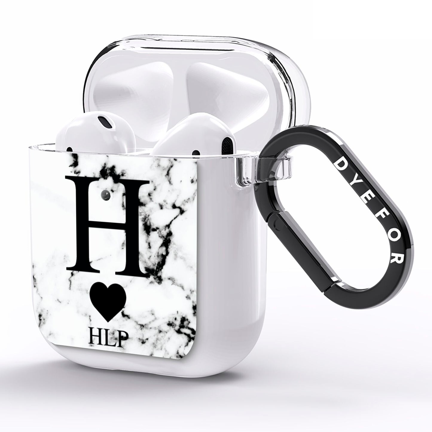 Marble Love Heart Personalised AirPods Clear Case Side Image