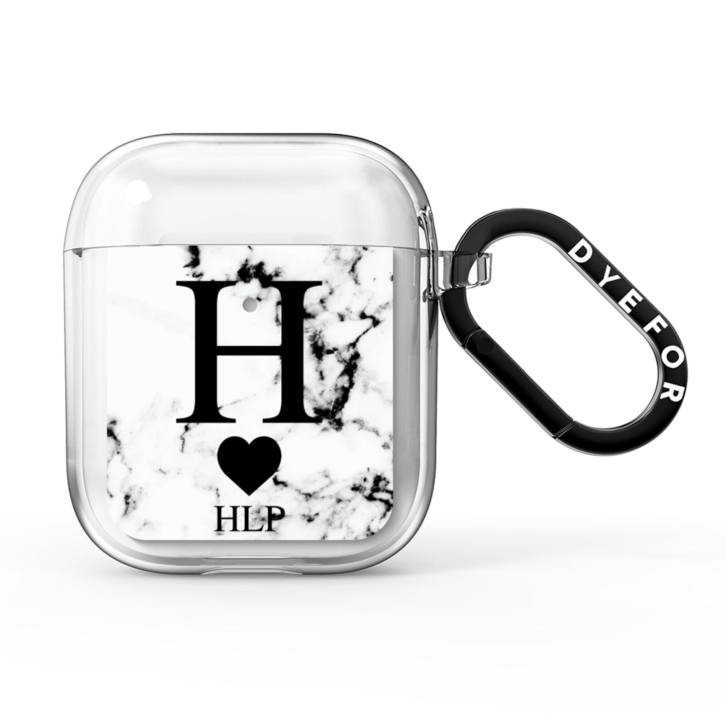 Marble Love Heart Personalised AirPods Clear Case