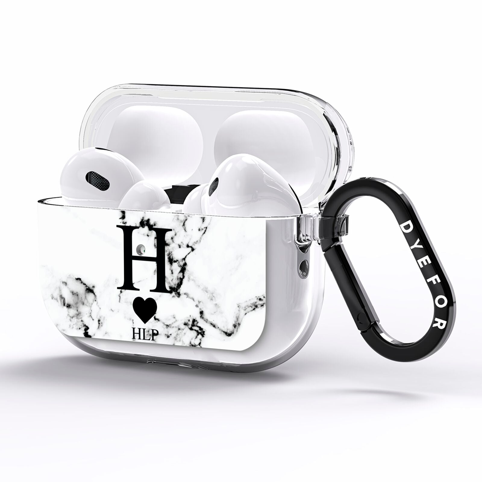 Marble Love Heart Personalised AirPods Pro Clear Case Side Image