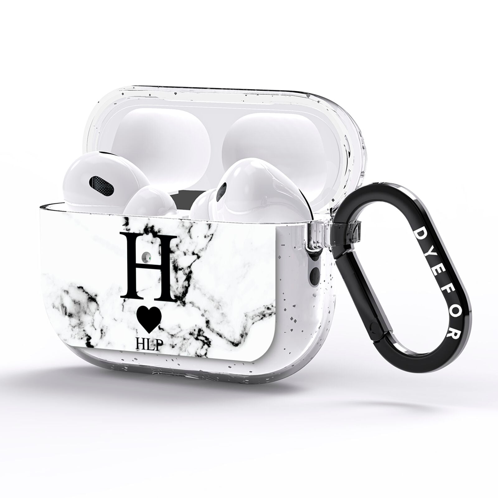 Marble Love Heart Personalised AirPods Pro Glitter Case Side Image