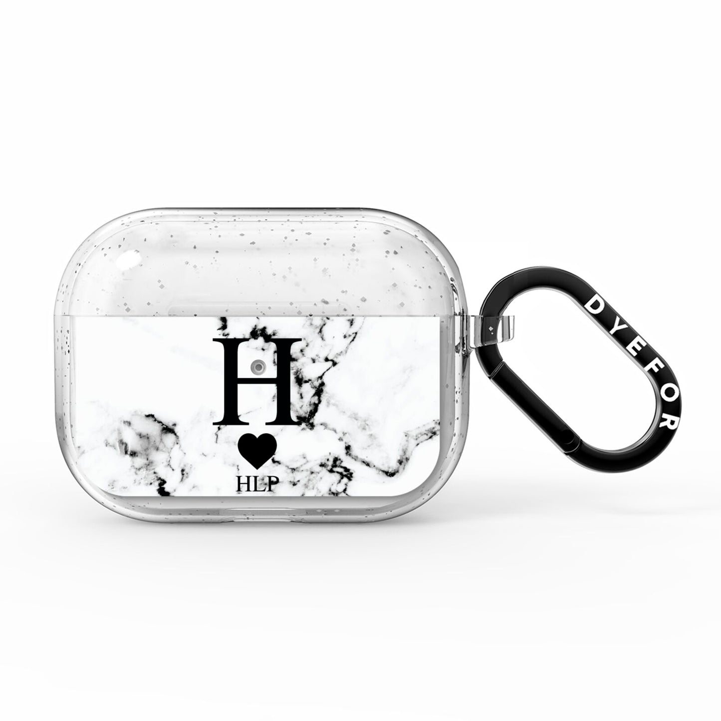 Marble Love Heart Personalised AirPods Pro Glitter Case