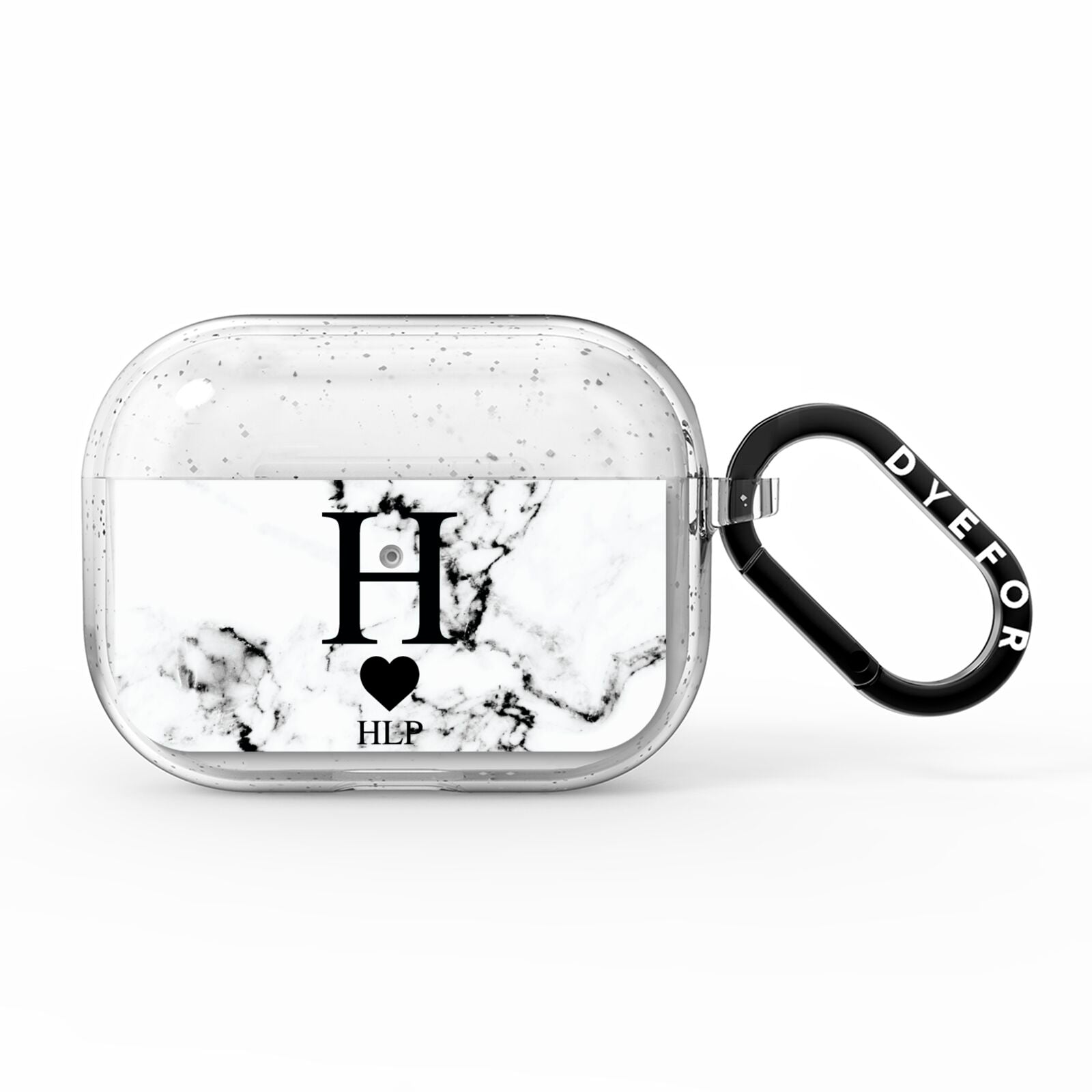 Marble Love Heart Personalised AirPods Pro Glitter Case