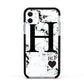 Marble Love Heart Personalised Apple iPhone 11 in White with Black Impact Case