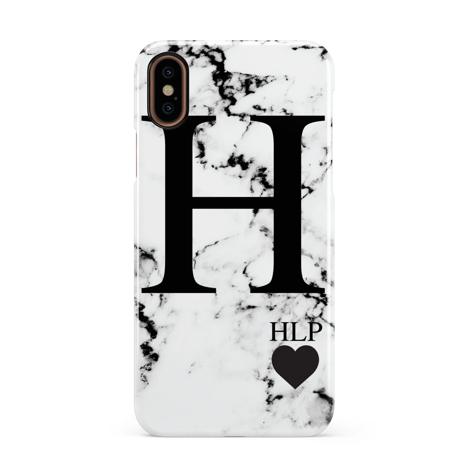 Marble Love Heart Personalised Apple iPhone XS 3D Snap Case