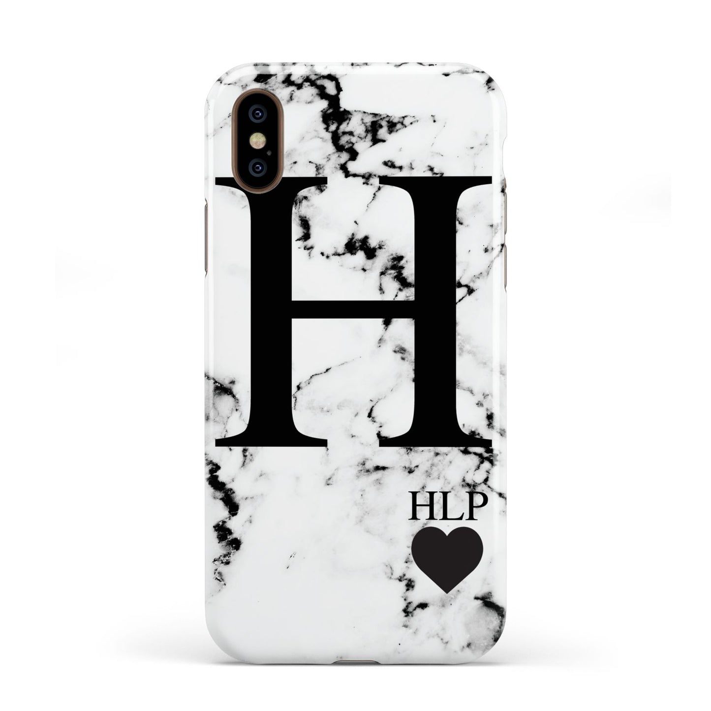 Marble Love Heart Personalised Apple iPhone XS 3D Tough
