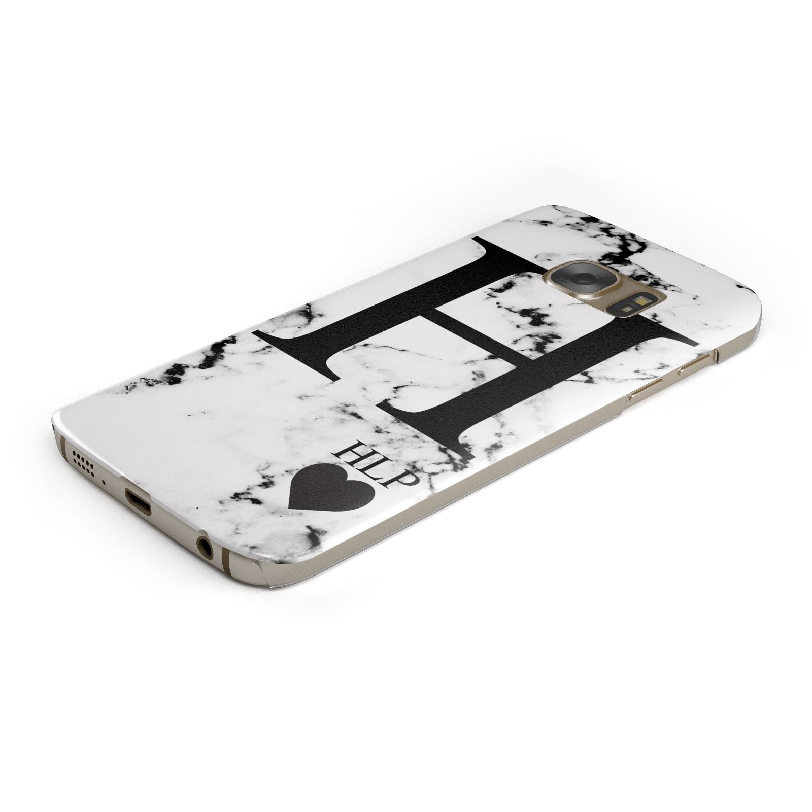 Marble Love Heart Personalised Protective Samsung Galaxy Case Angled Image