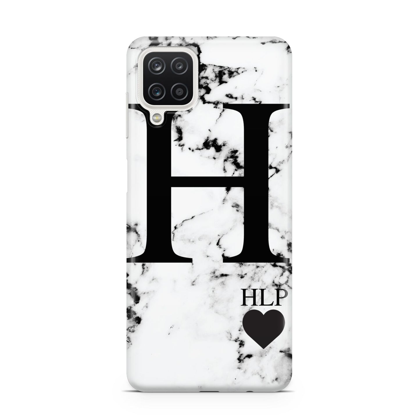 Marble Love Heart Personalised Samsung A12 Case