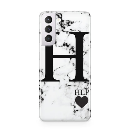 Marble Love Heart Personalised Samsung S21 Case