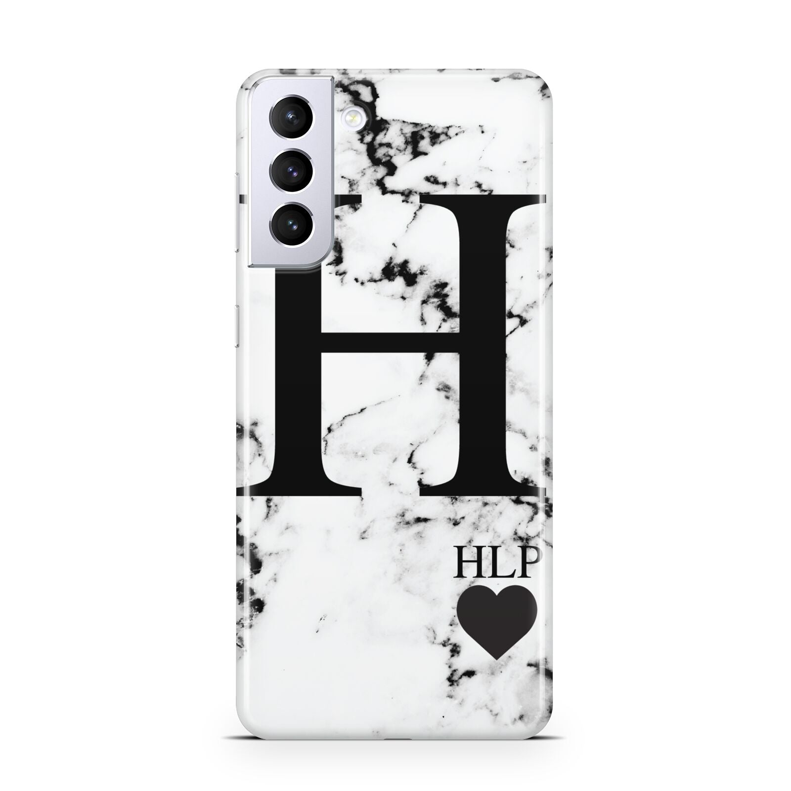 Marble Love Heart Personalised Samsung S21 Plus Case