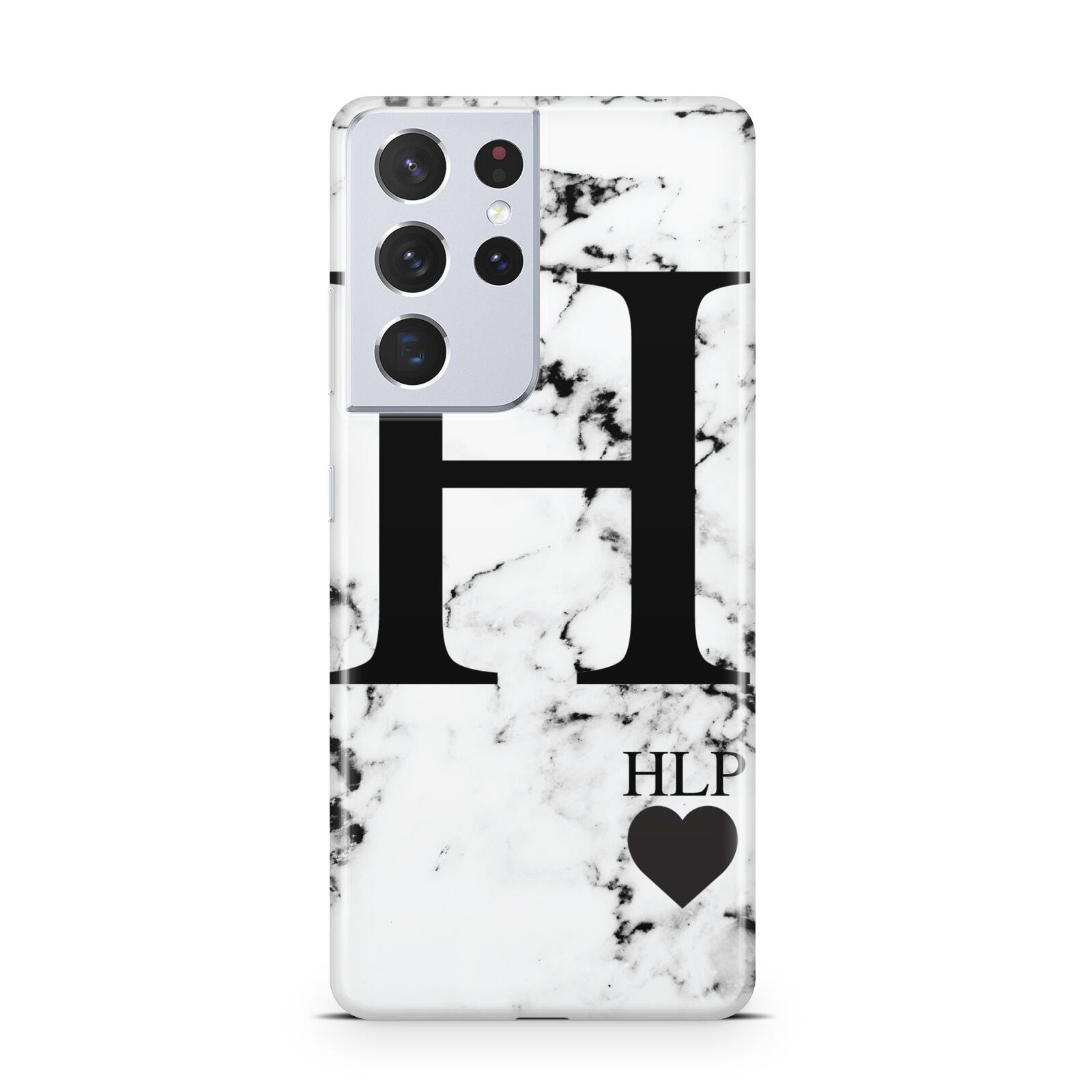 Marble Love Heart Personalised Samsung S21 Ultra Case