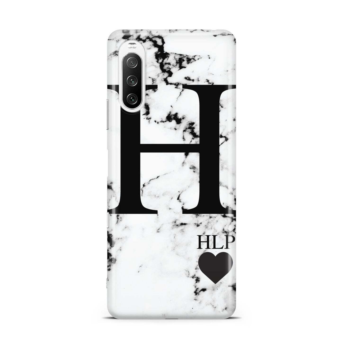 Marble Love Heart Personalised Sony Xperia 10 III Case