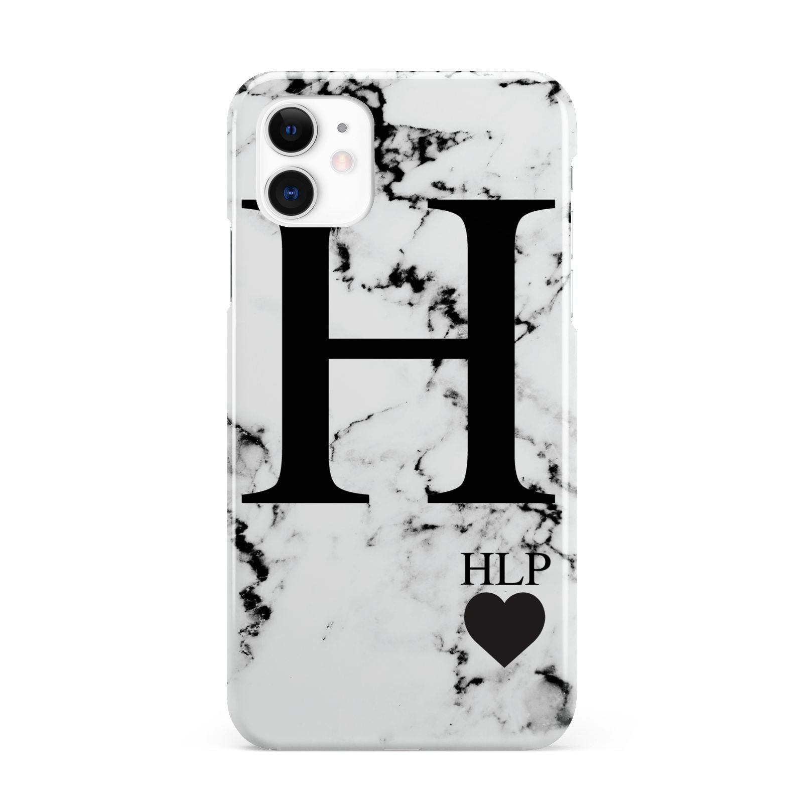 Marble Love Heart Personalised iPhone 11 3D Snap Case