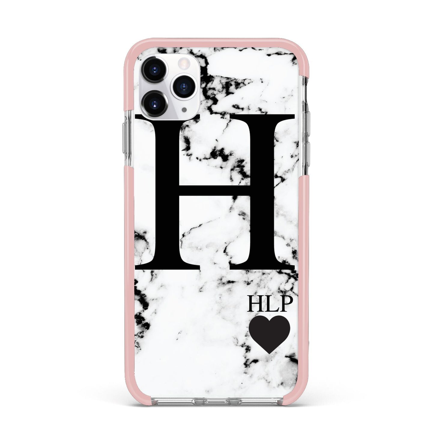 Marble Love Heart Personalised iPhone 11 Pro Max Impact Pink Edge Case