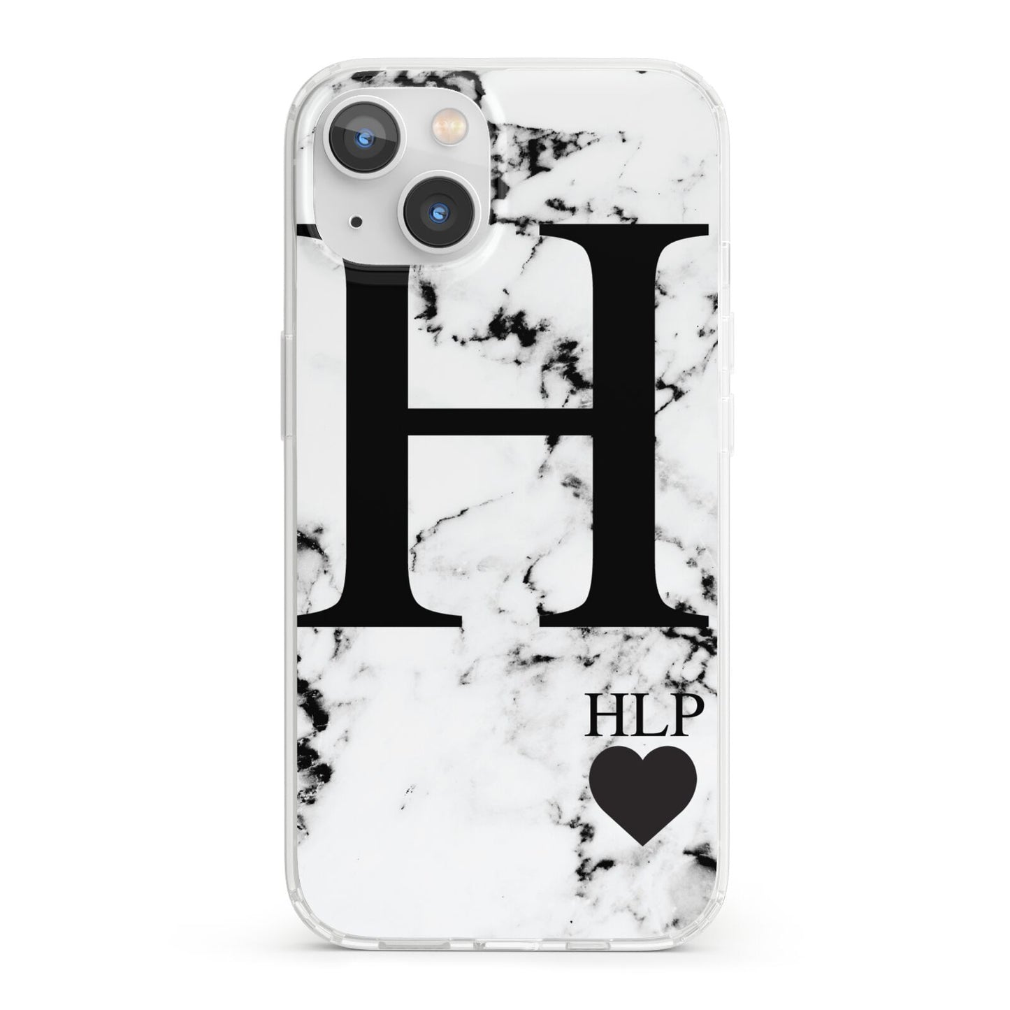 Marble Love Heart Personalised iPhone 13 Clear Bumper Case