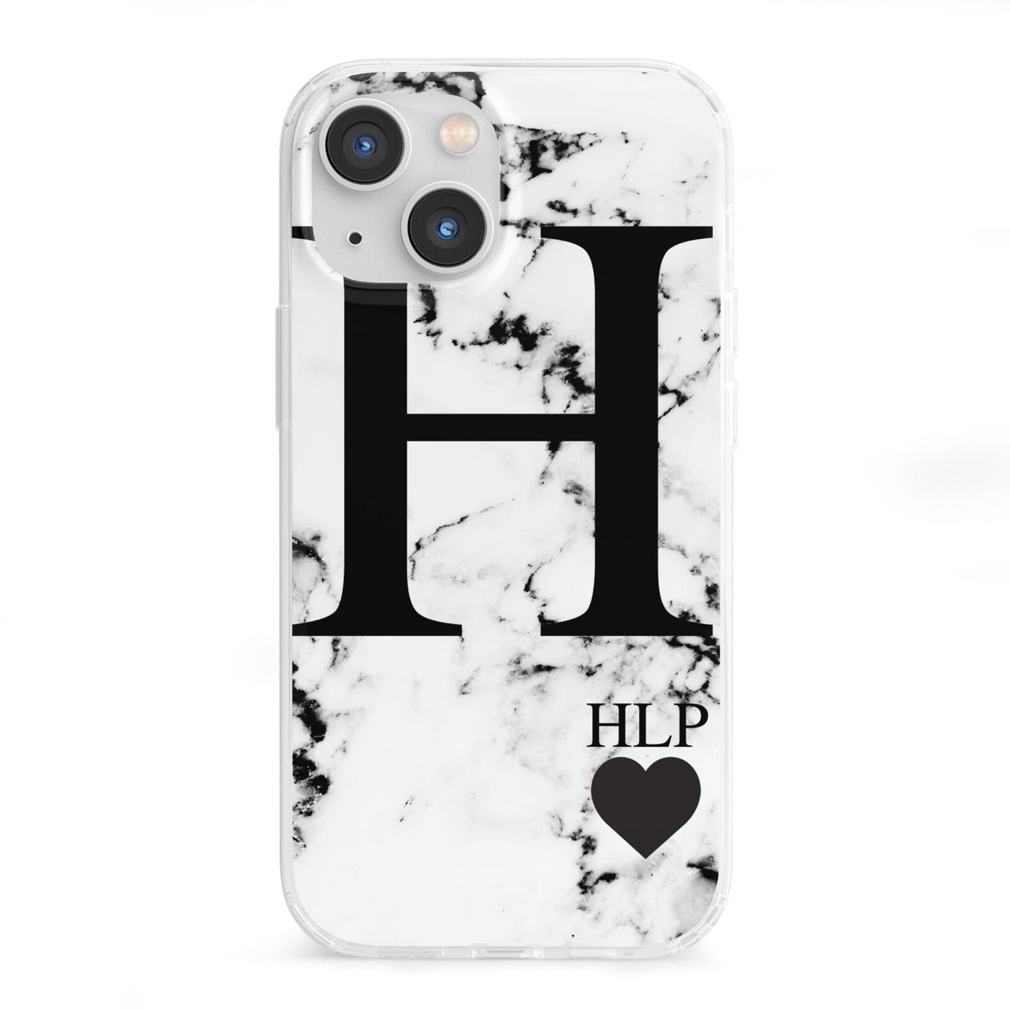 Marble Love Heart Personalised iPhone 13 Mini Clear Bumper Case