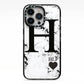 Marble Love Heart Personalised iPhone 13 Pro Black Impact Case on Silver phone