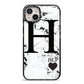 Marble Love Heart Personalised iPhone 14 Plus Black Impact Case on Silver phone