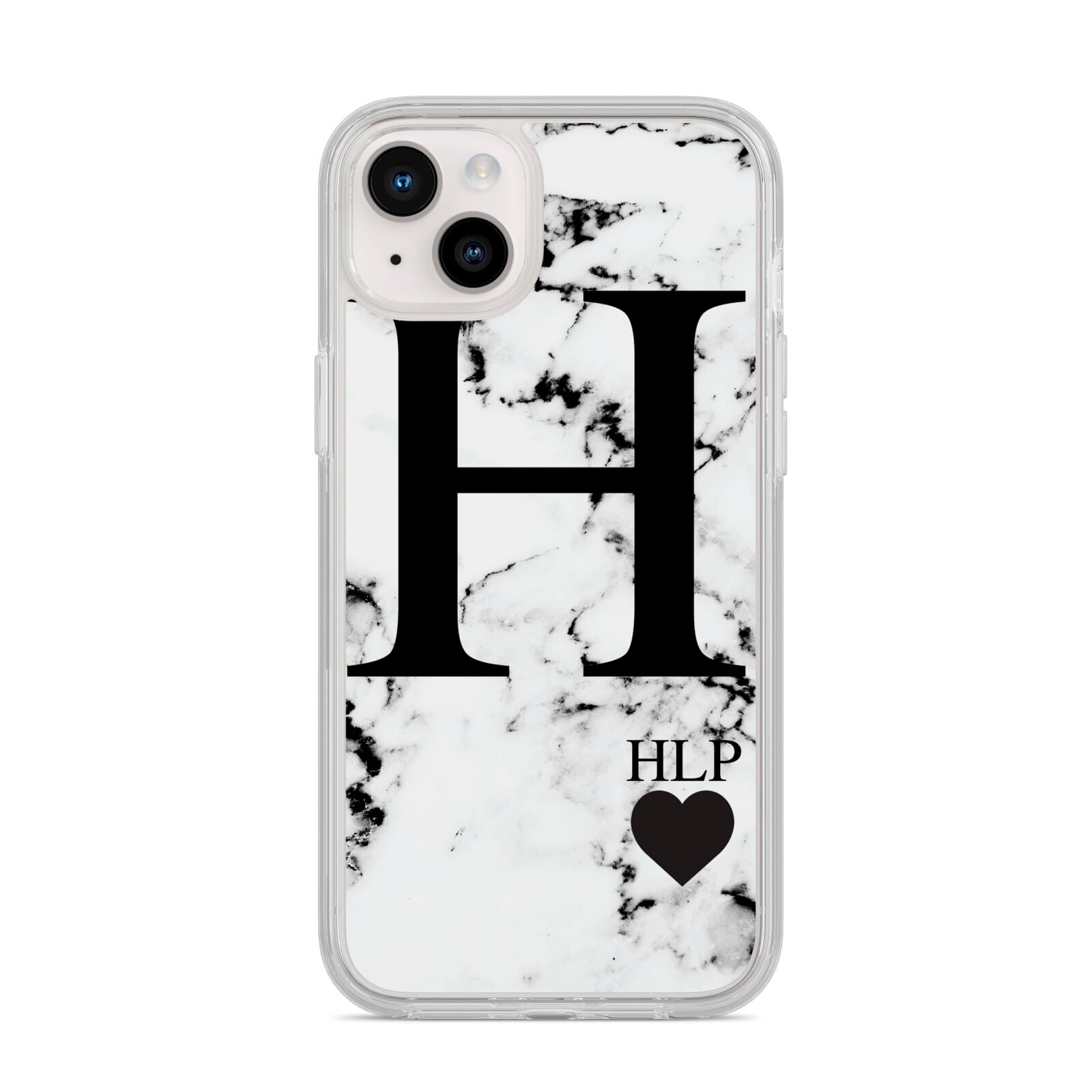 Marble Love Heart Personalised iPhone 14 Plus Clear Tough Case Starlight