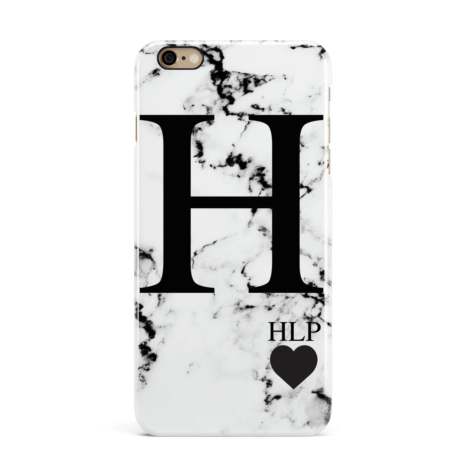 Marble Love Heart Personalised iPhone 6 Plus 3D Snap Case on Gold Phone