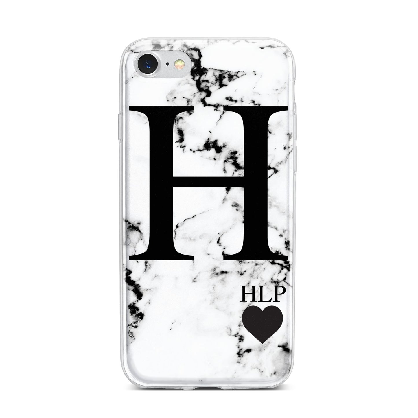 Marble Love Heart Personalised iPhone 7 Bumper Case on Silver iPhone