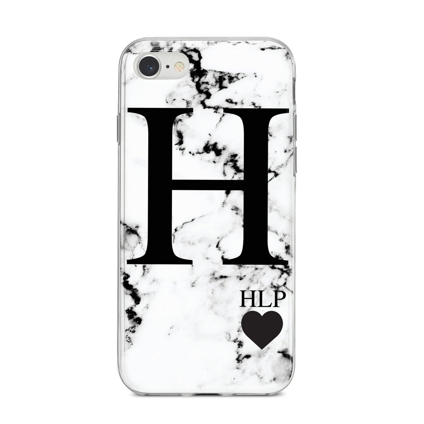 Marble Love Heart Personalised iPhone 8 Bumper Case on Silver iPhone