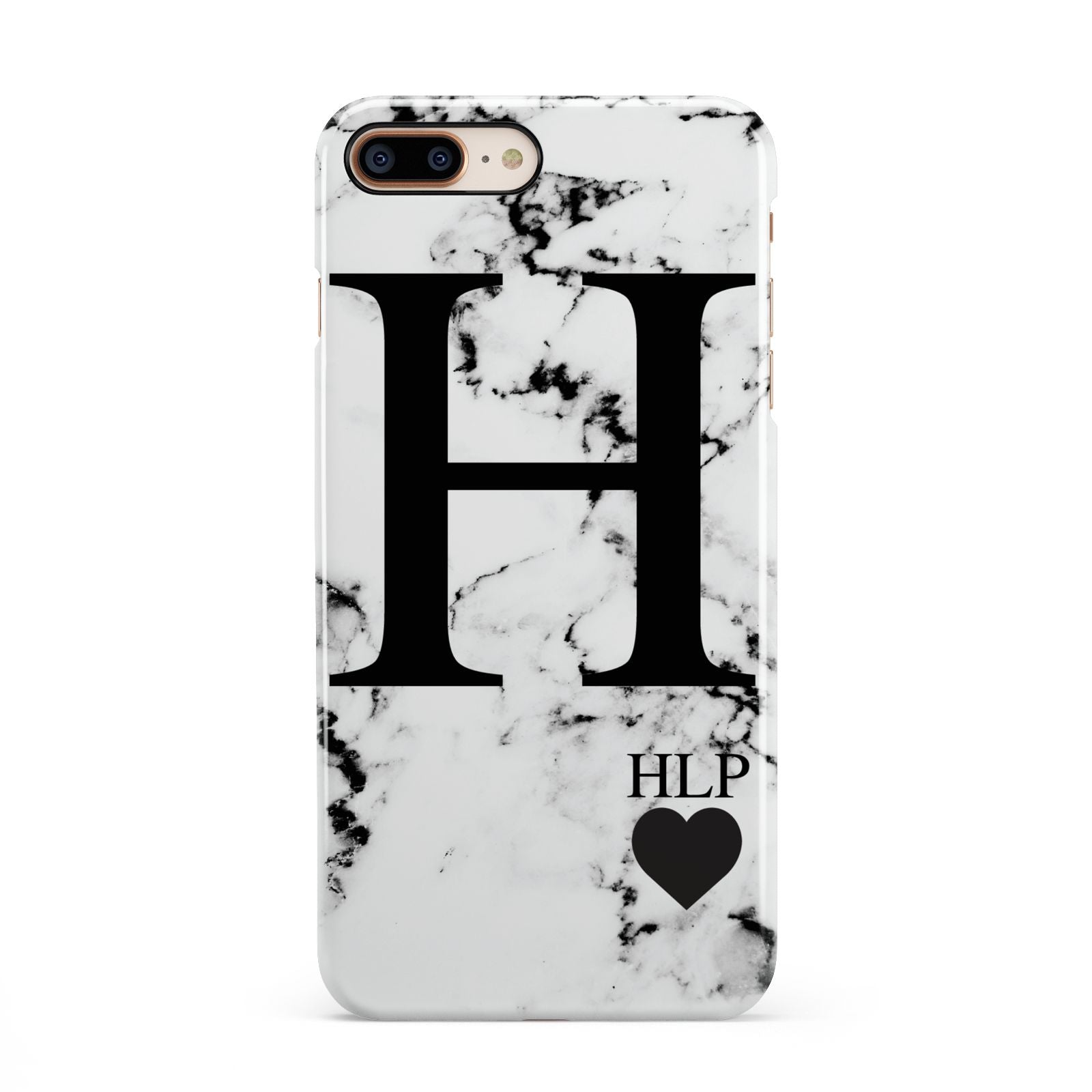 Marble Love Heart Personalised iPhone 8 Plus 3D Snap Case on Gold Phone