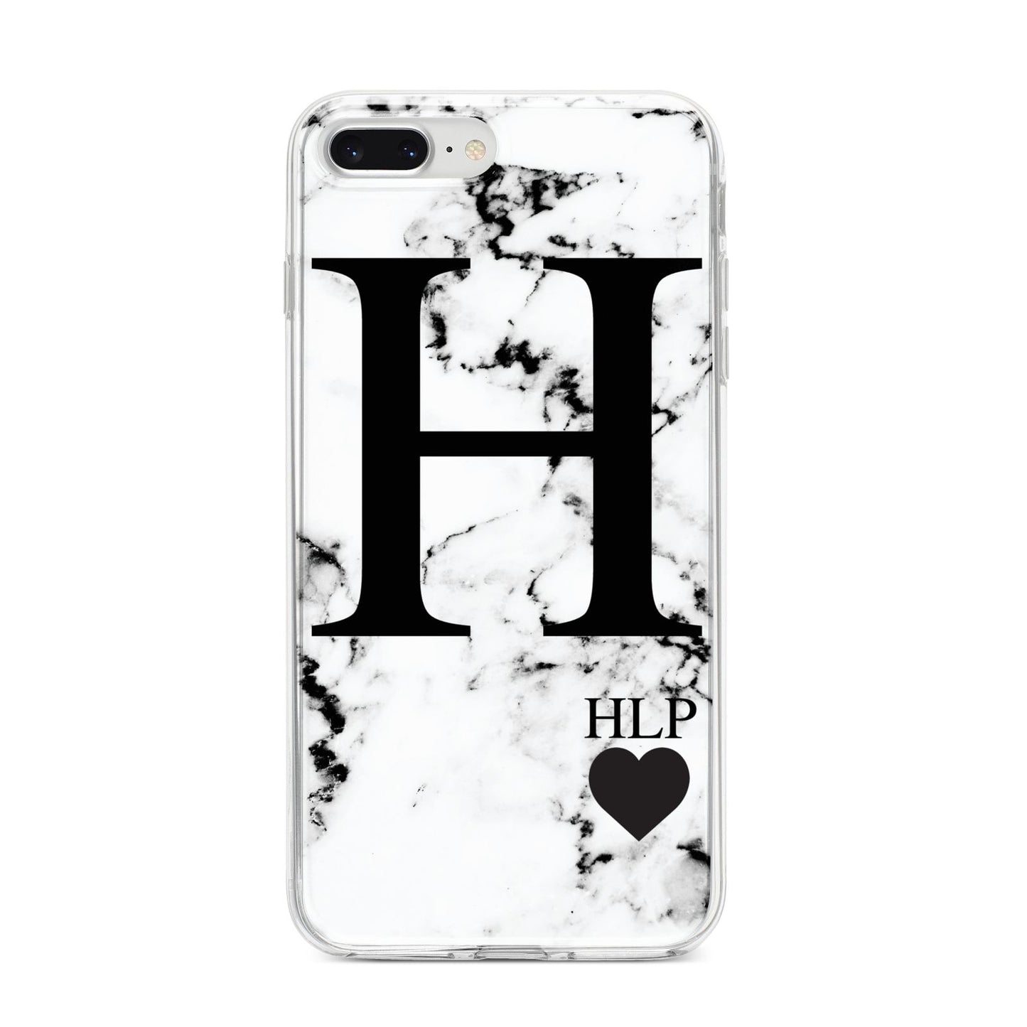 Marble Love Heart Personalised iPhone 8 Plus Bumper Case on Silver iPhone