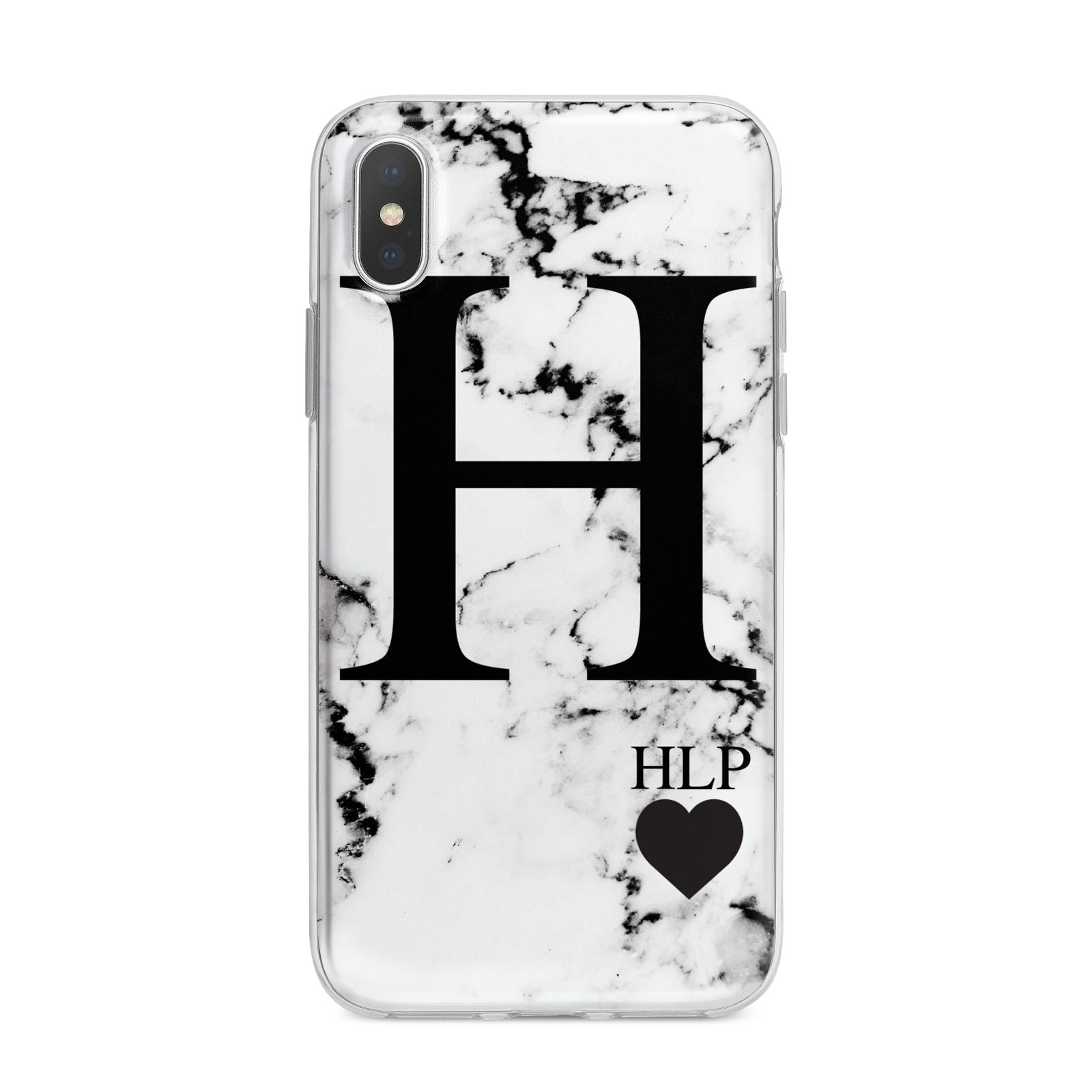 Marble Love Heart Personalised iPhone X Bumper Case on Silver iPhone Alternative Image 1