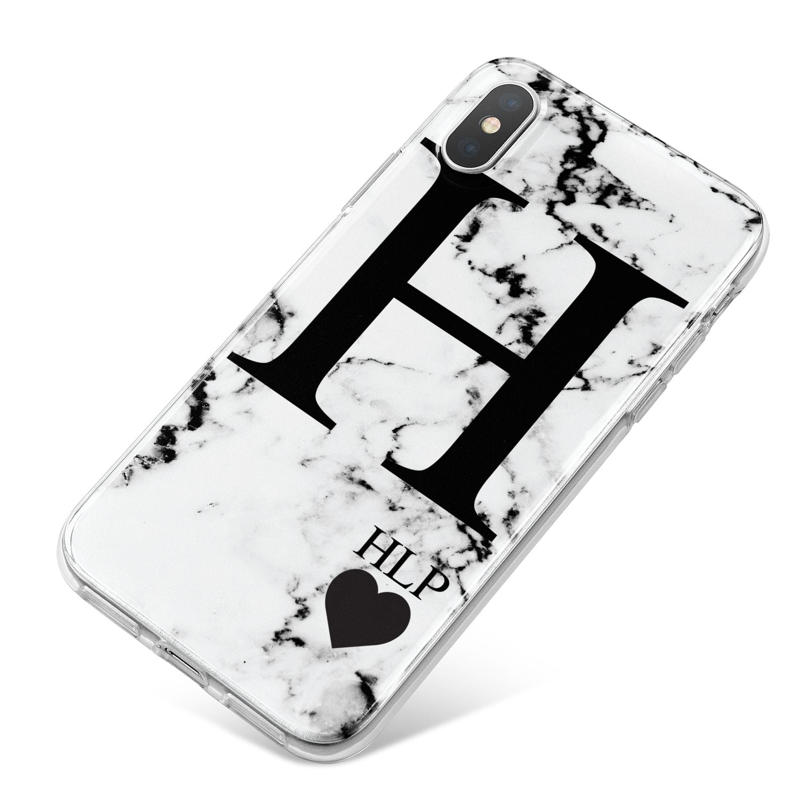 Marble Love Heart Personalised iPhone X Bumper Case on Silver iPhone