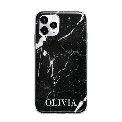 Marble Name Personalised Apple iPhone 11 Pro Max in Silver with Bumper Case