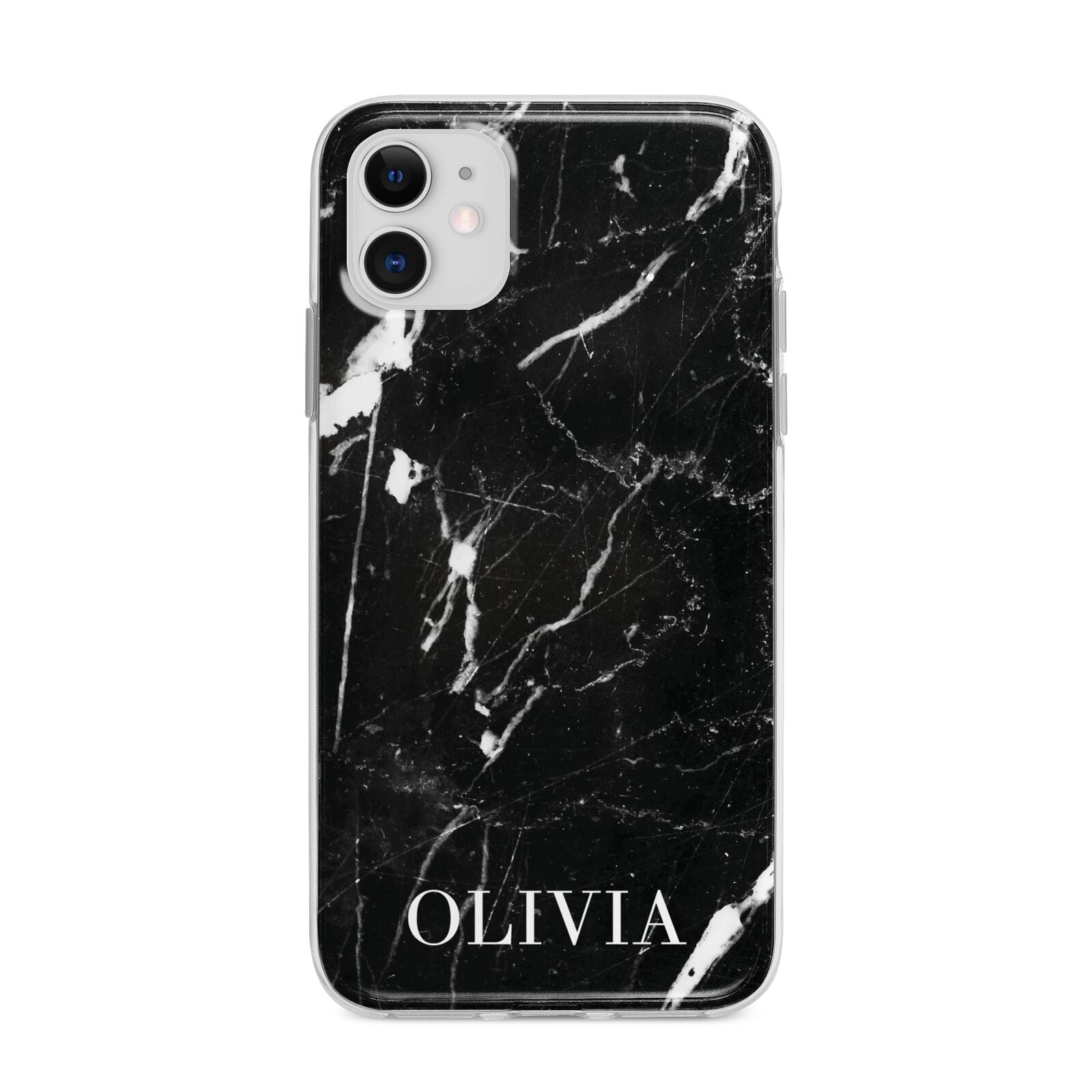 Marble Name Personalised Apple iPhone 11 in White with Bumper Case