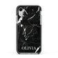 Marble Name Personalised Apple iPhone XR Impact Case Black Edge on Silver Phone