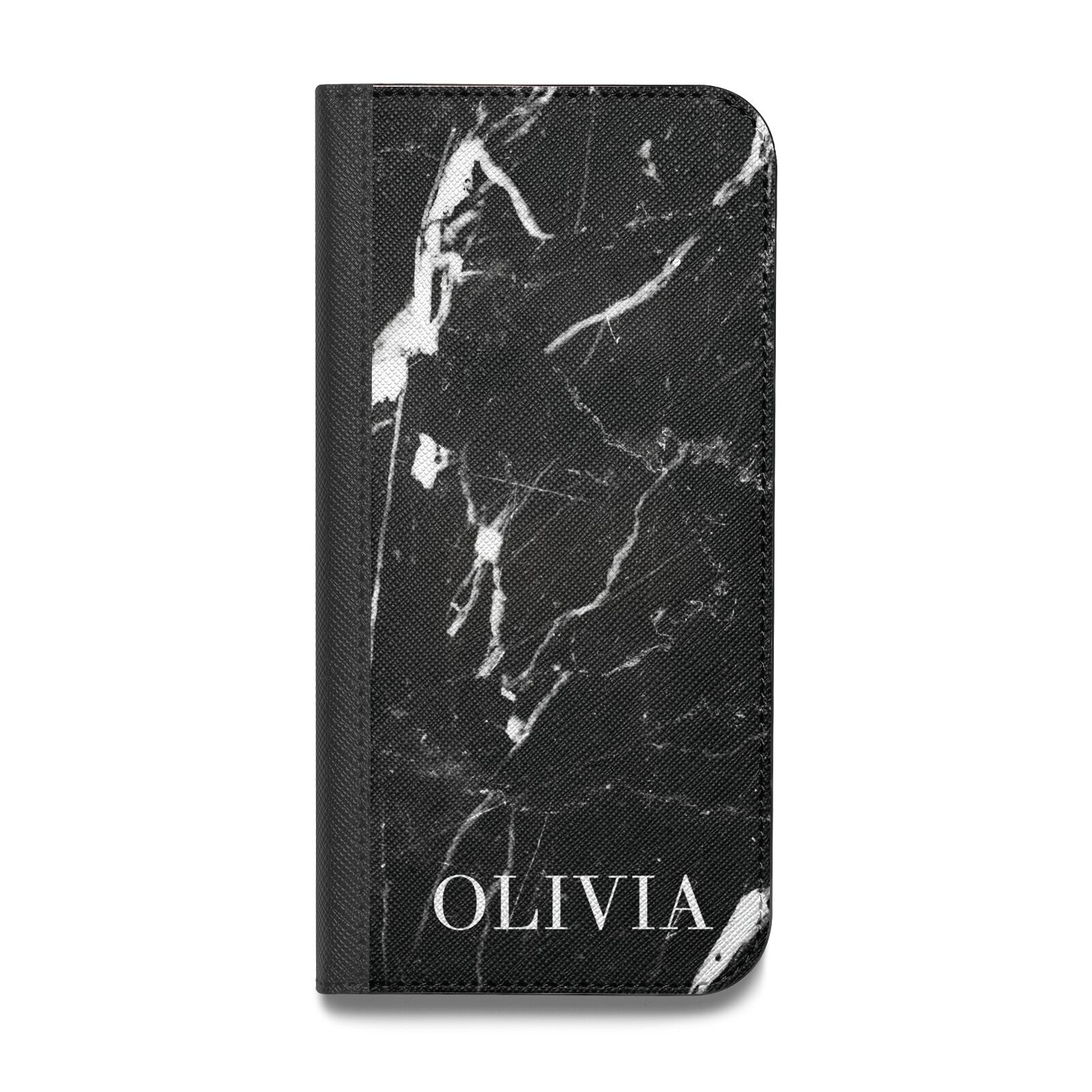 Marble Name Personalised Vegan Leather Flip iPhone Case