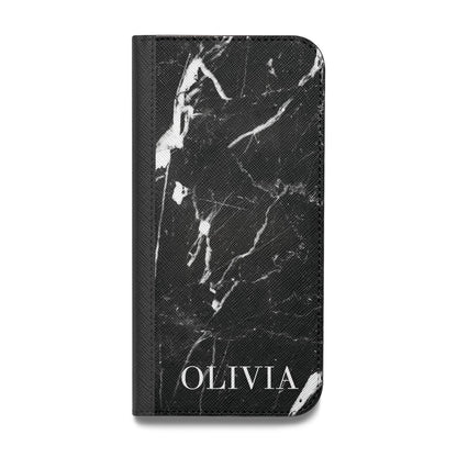 Marble Name Personalised Vegan Leather Flip iPhone Case