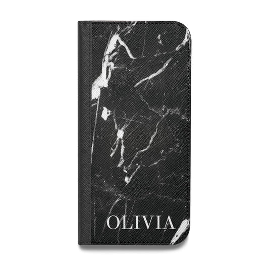 Marble Name Personalised Vegan Leather Flip iPhone Case