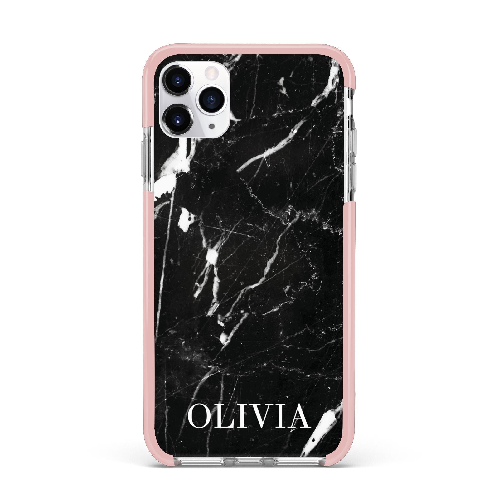 Marble Name Personalised iPhone 11 Pro Max Impact Pink Edge Case