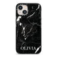 Marble Name Personalised iPhone 13 Black Impact Case on Silver phone