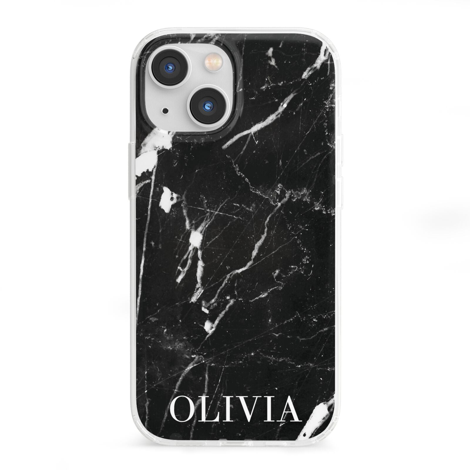 Marble Name Personalised iPhone 13 Mini Clear Bumper Case
