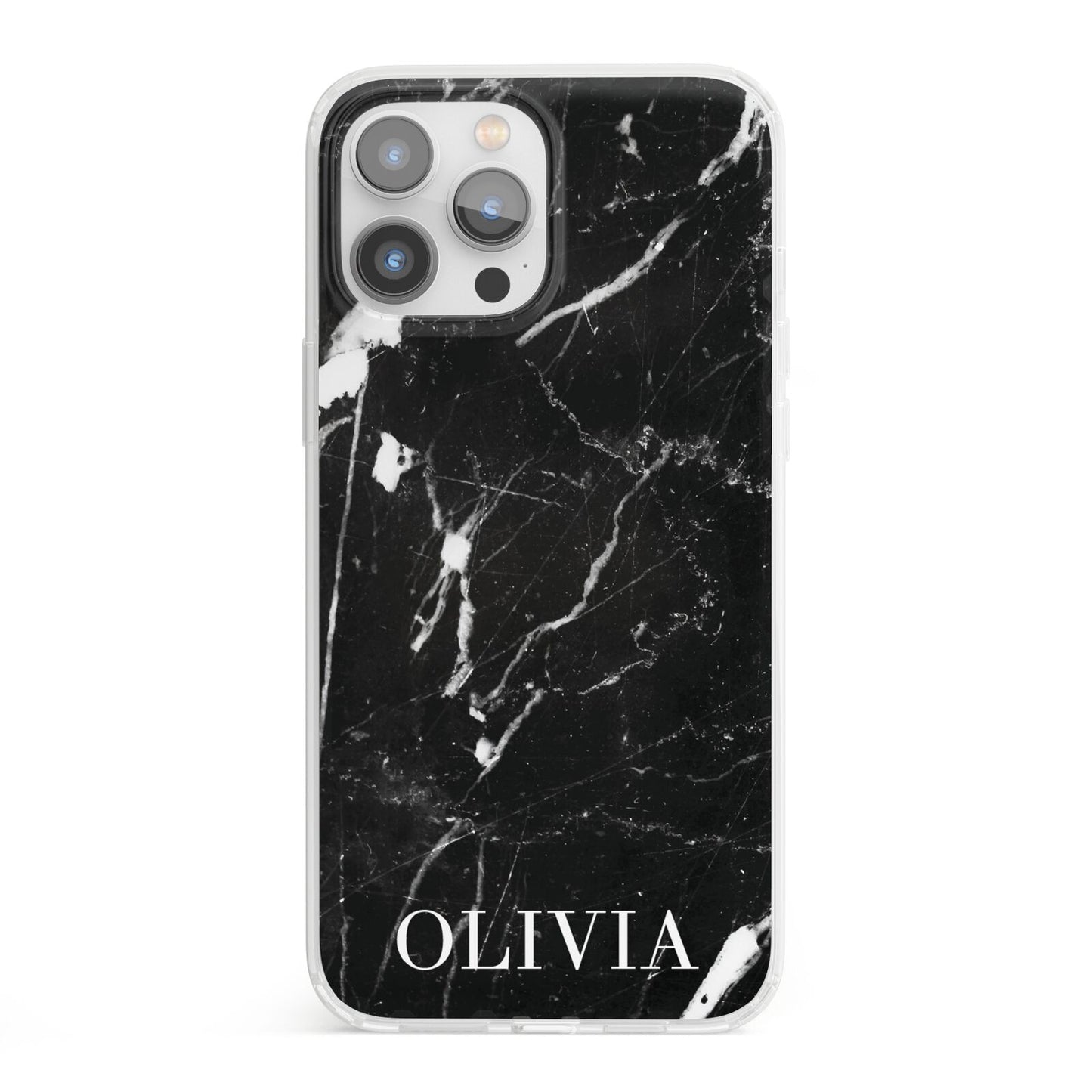 Marble Name Personalised iPhone 13 Pro Max Clear Bumper Case