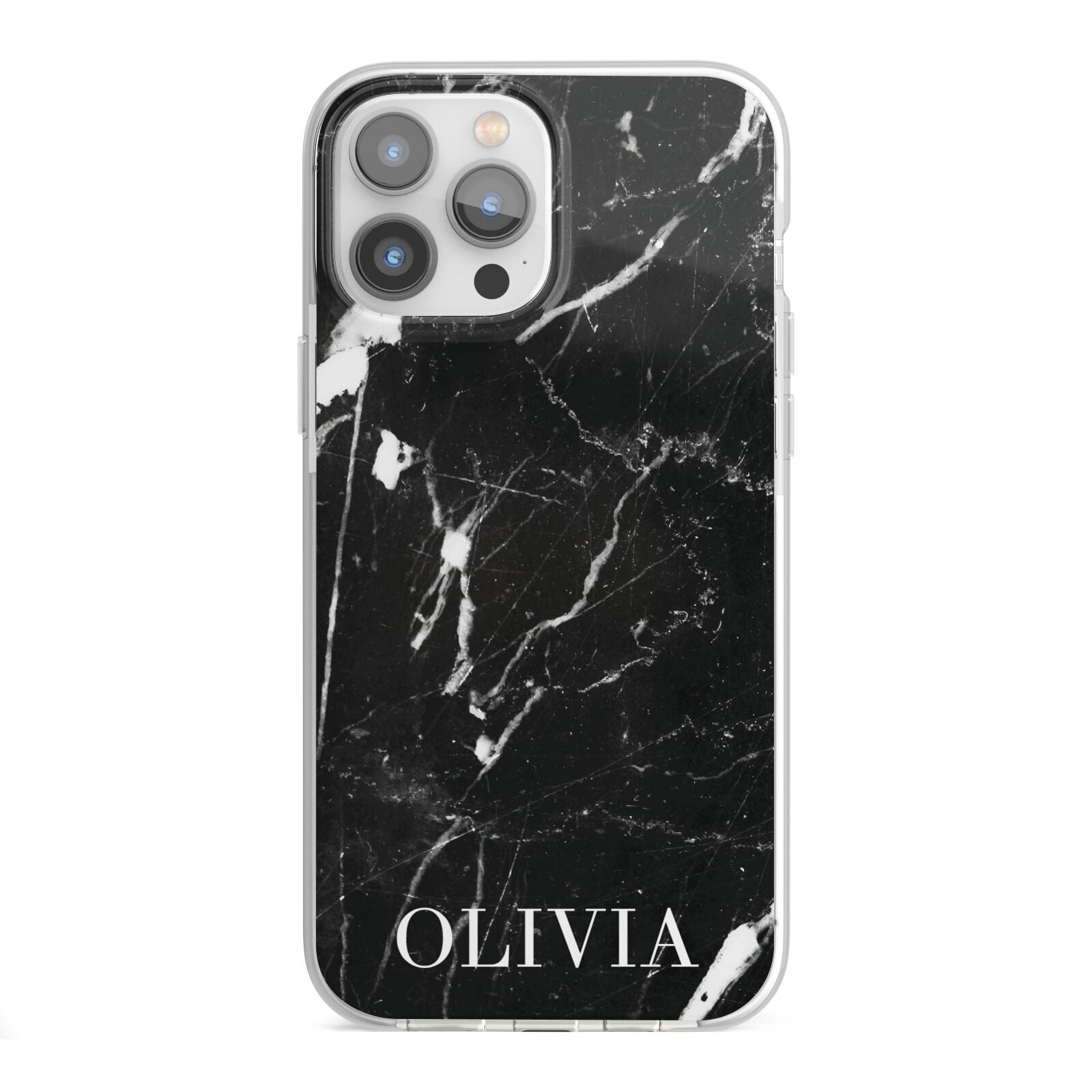 Marble Name Personalised iPhone 13 Pro Max TPU Impact Case with White Edges