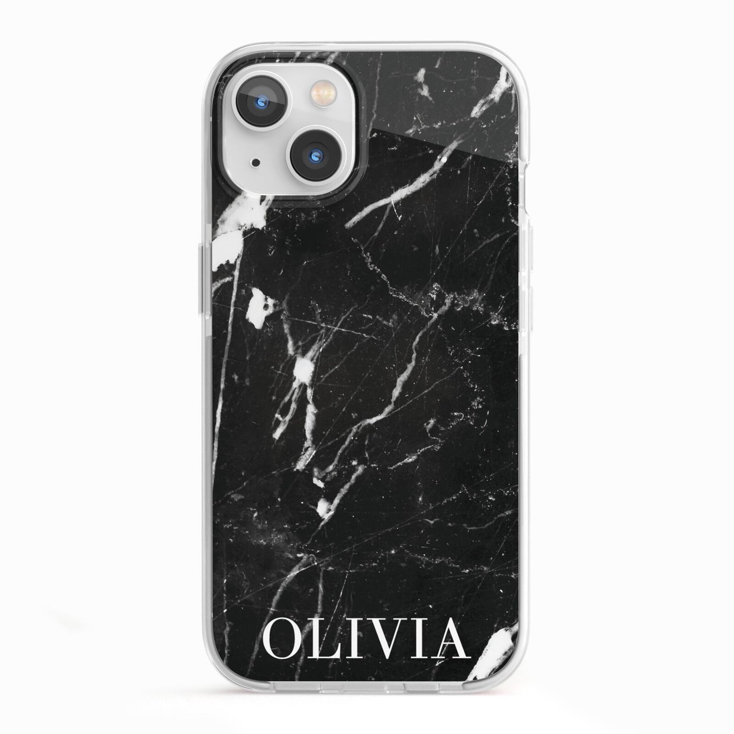 Marble Name Personalised iPhone 13 TPU Impact Case with White Edges