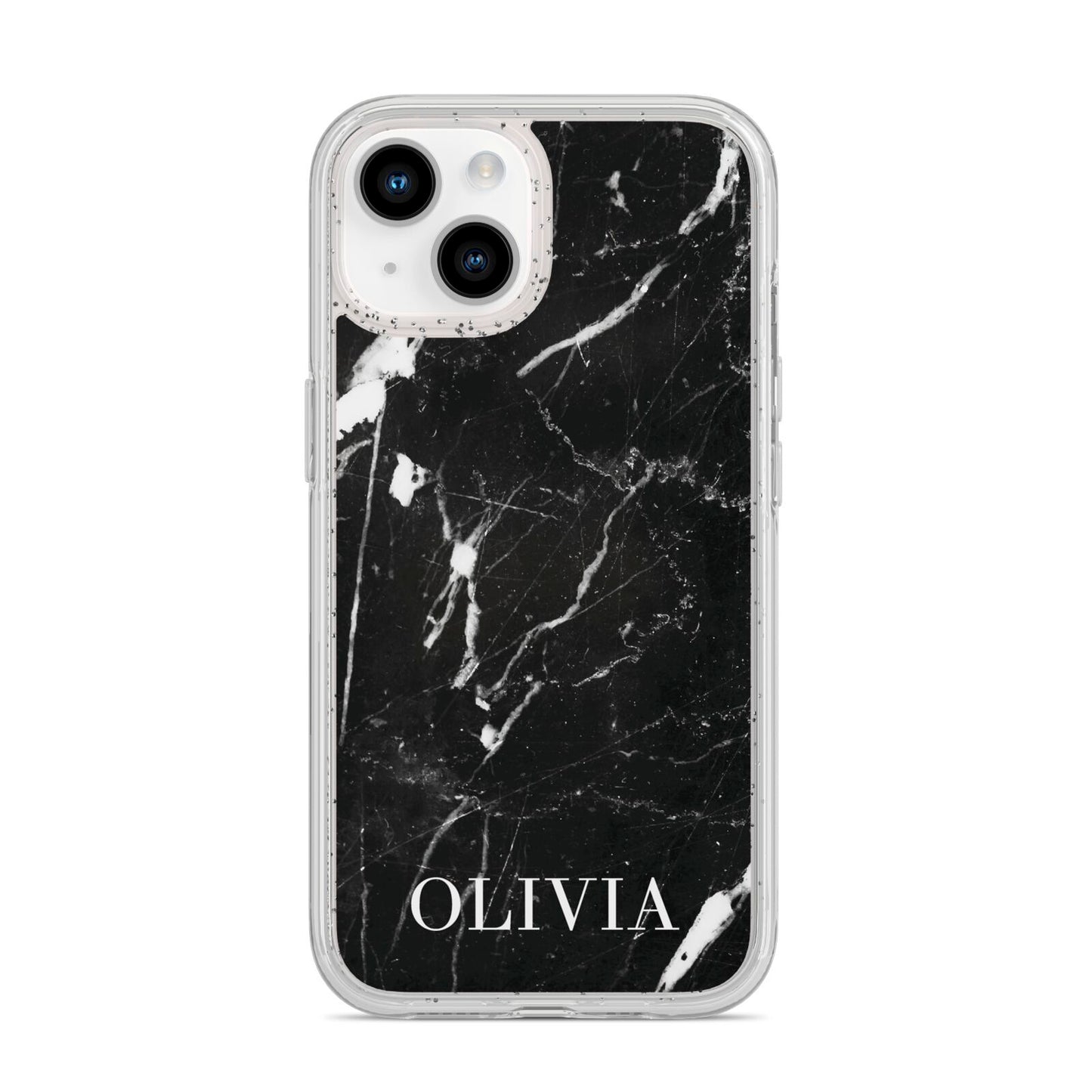 Marble Name Personalised iPhone 14 Glitter Tough Case Starlight