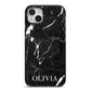Marble Name Personalised iPhone 14 Plus Black Impact Case on Silver phone